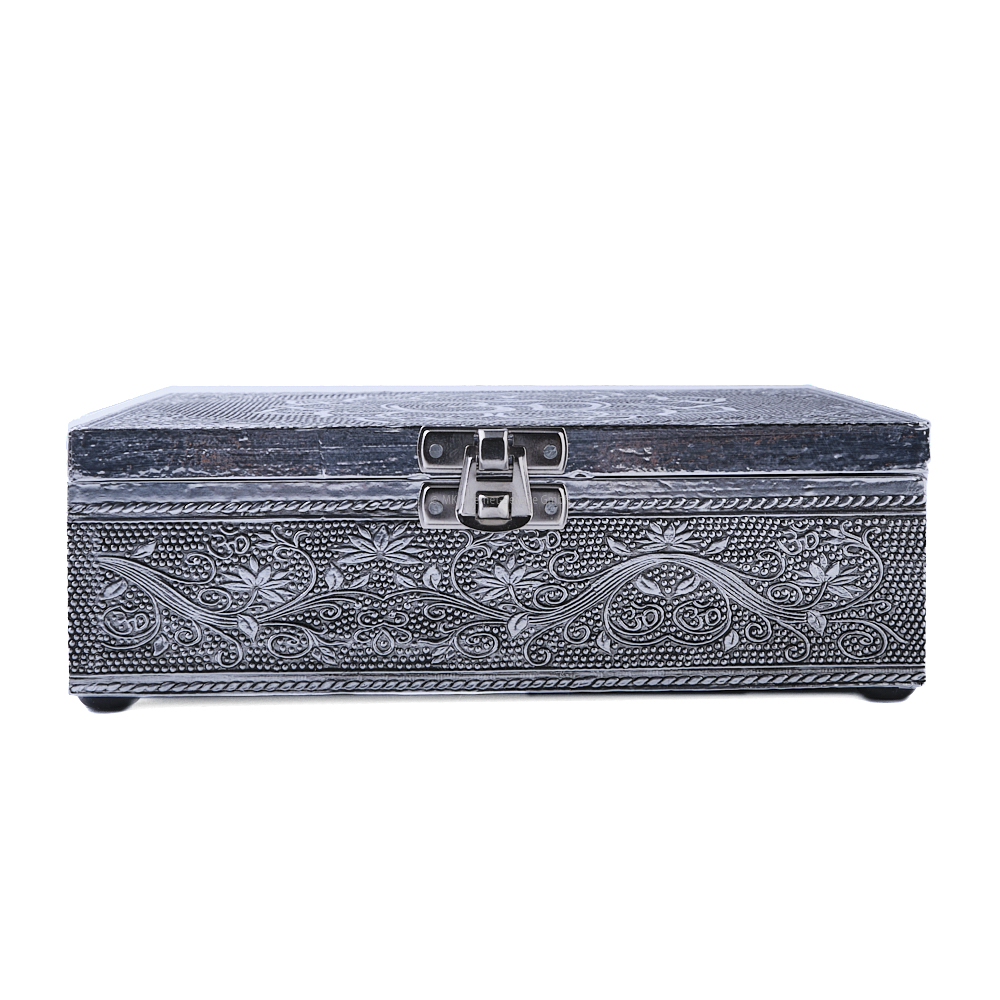 Tarotbox/Aufbewahrungsbox mit OM-Symbol in Silberfarbe