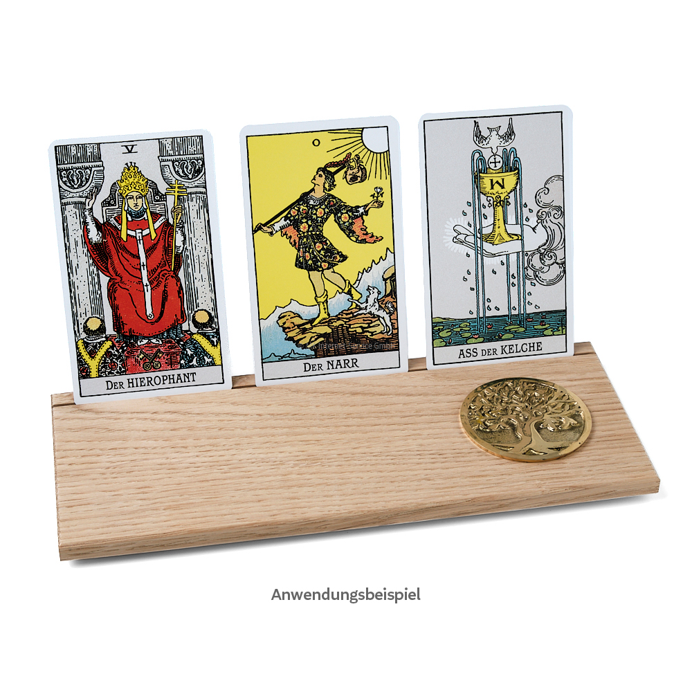 Tarotkartenhalter aus Eiche mit Münze Baum des Lebens (L)