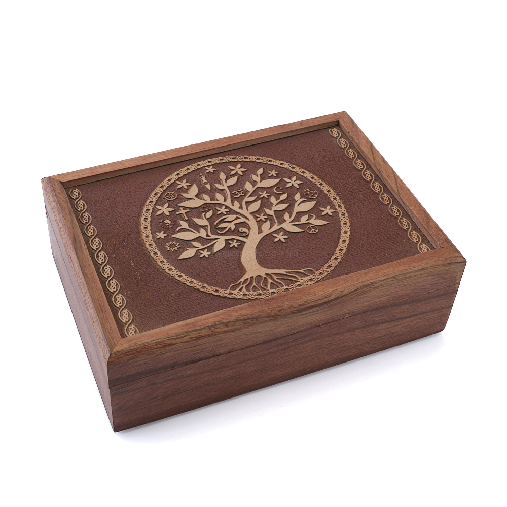 Tarotbox mit graviertem Baum des Lebens