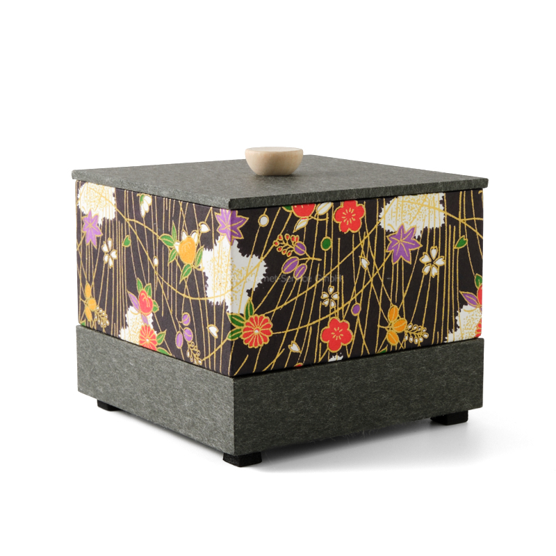 Chiyogami-Box "Blüten und Blätter" - Aufbewahrungsbox, Schmucktbox, Geschenkbox