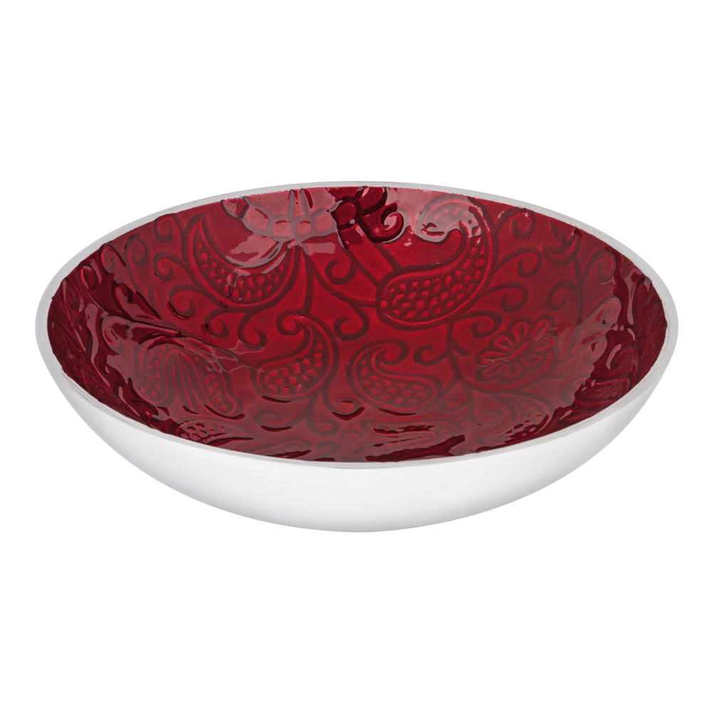 Räucherschale SINTA, Aluminium mit Paisleymuster, rot