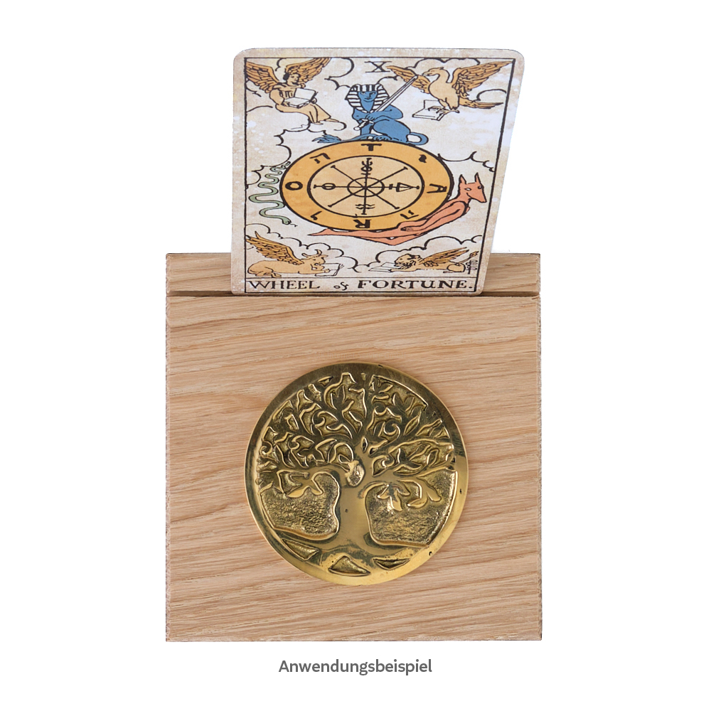 Tarotkartenhalter aus Eiche mit Münze Baum des Lebens