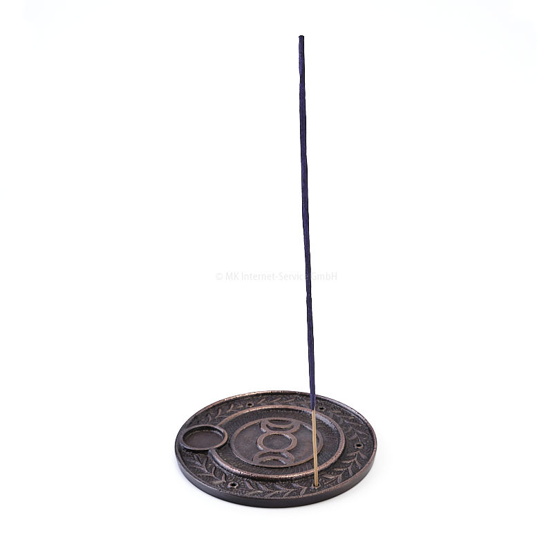 Runder Räucherstäbchenhalter Sonne/Mond aus Aluminium