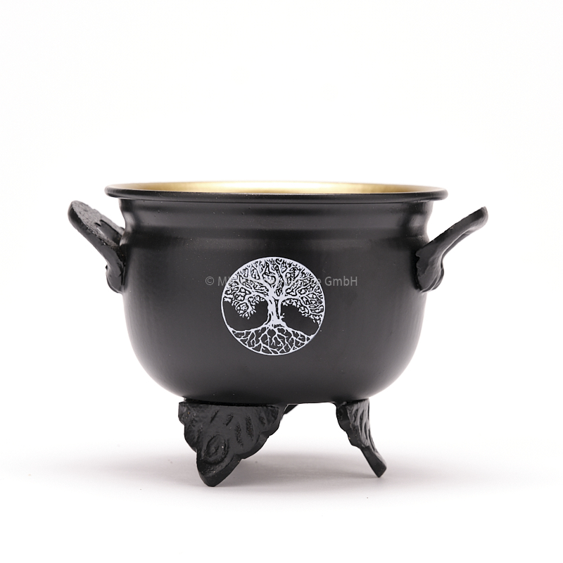 Räuchergefäß Caldron "Lebensbaum" aus Eisen mit Gusshenkel