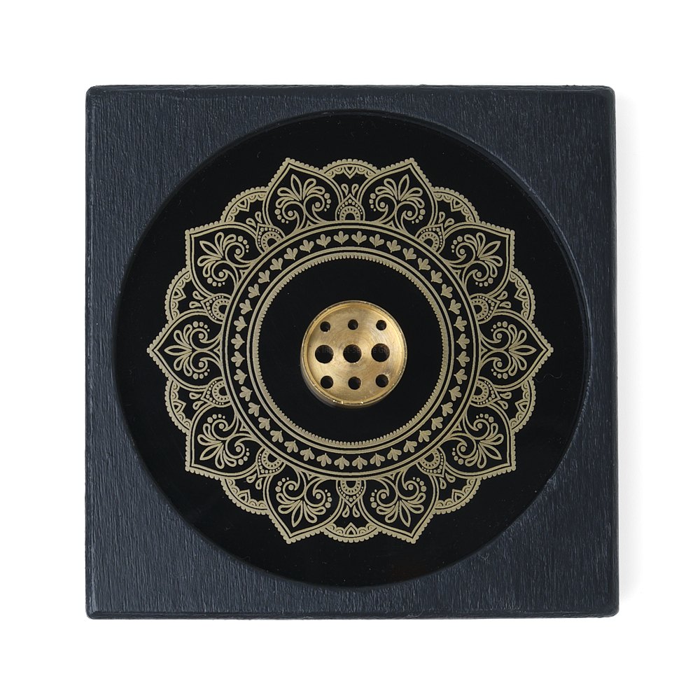 Halter für Räucherstäbchen/Räucherkegel mit Mandala-Gravur