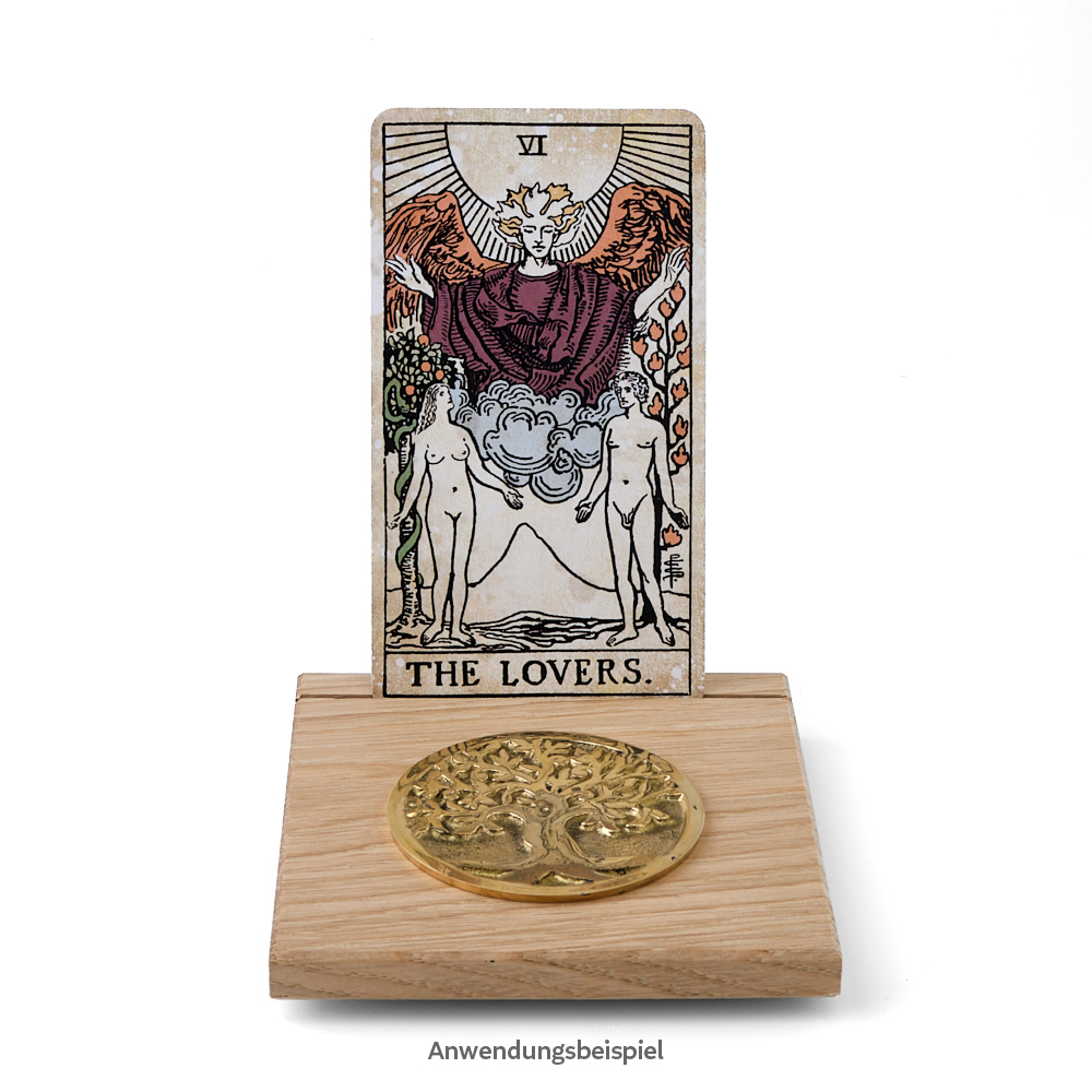 Tarotkartenhalter aus Eiche mit Münze Baum des Lebens