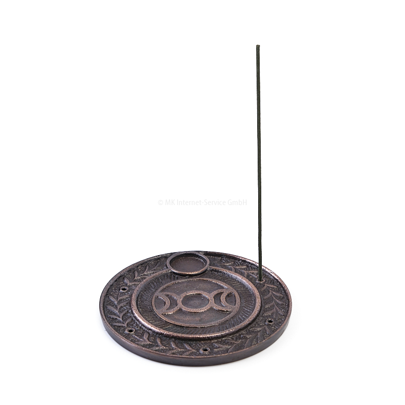 Runder Räucherstäbchenhalter Sonne/Mond aus Aluminium