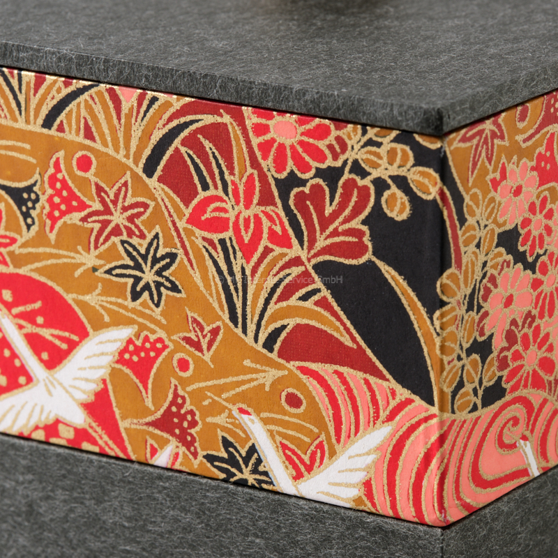 Chiyogami-Box "Kraniche über Landschaft" (3-teilig) - Aufbewahrungsbox, Schmuckbox, Geschenkbox