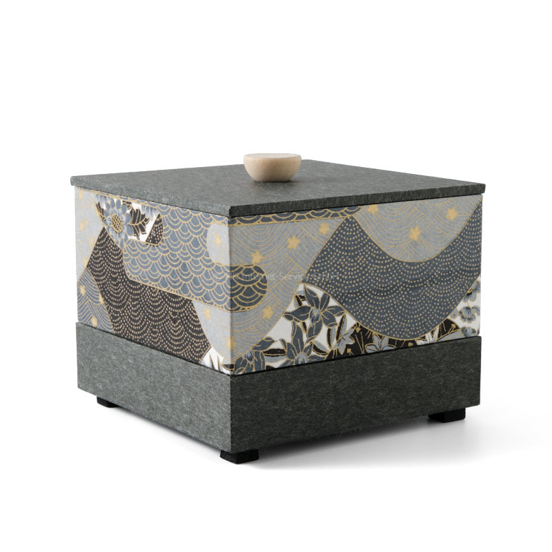 Chiyogami-Box "Hügel im Nebel" (3-teilig) - Aufbewahrungsbox, Schmuckbox, Geschenkbox