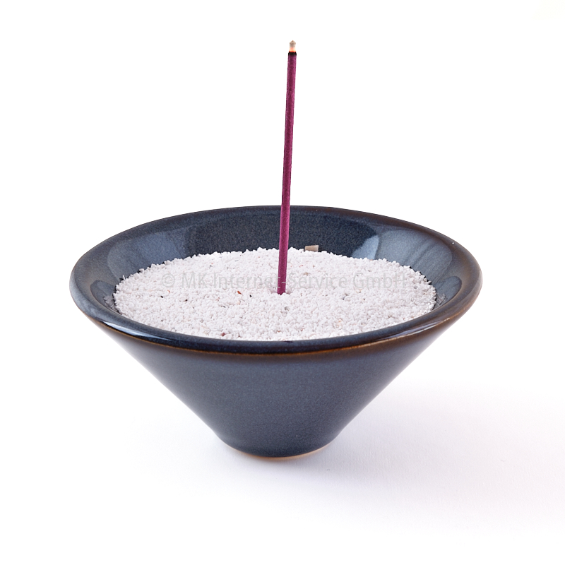 Räucherschale aus Keramik, blau mit Messinghalter