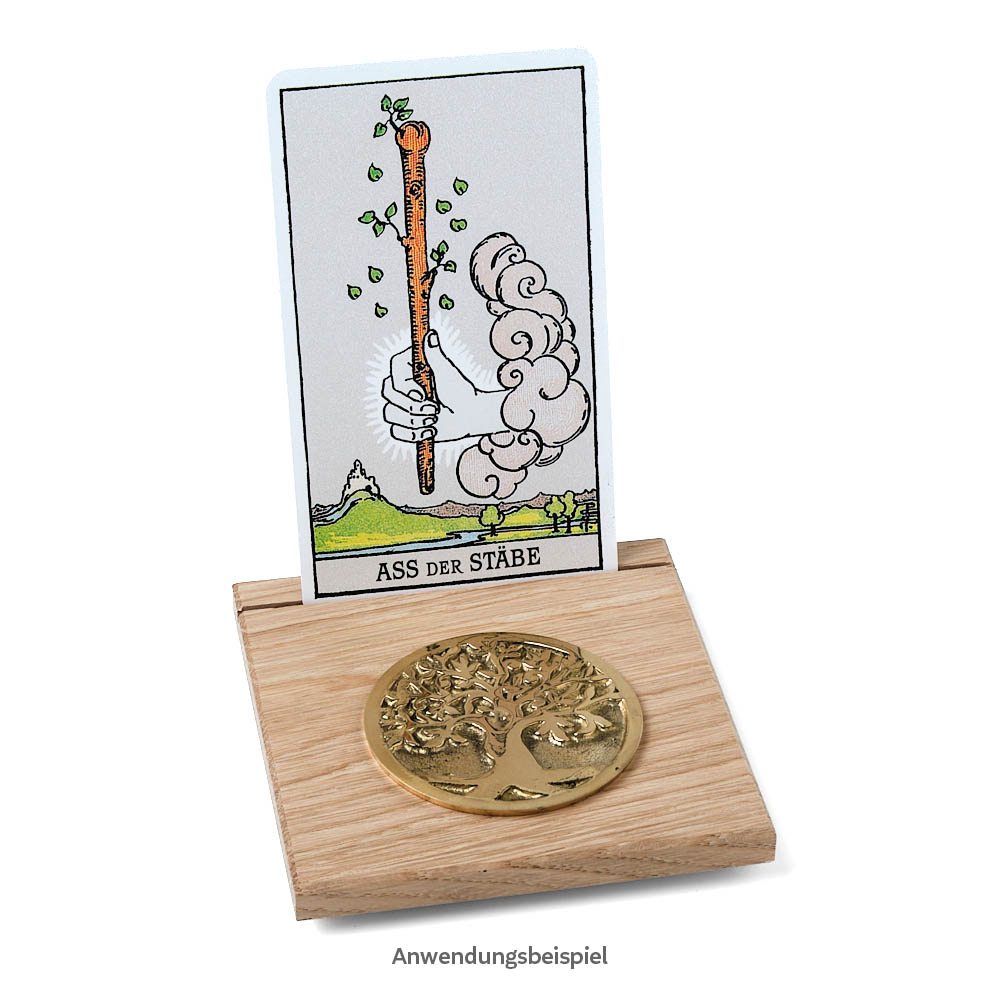 Tarotkartenhalter aus Eiche mit Münze Baum des Lebens