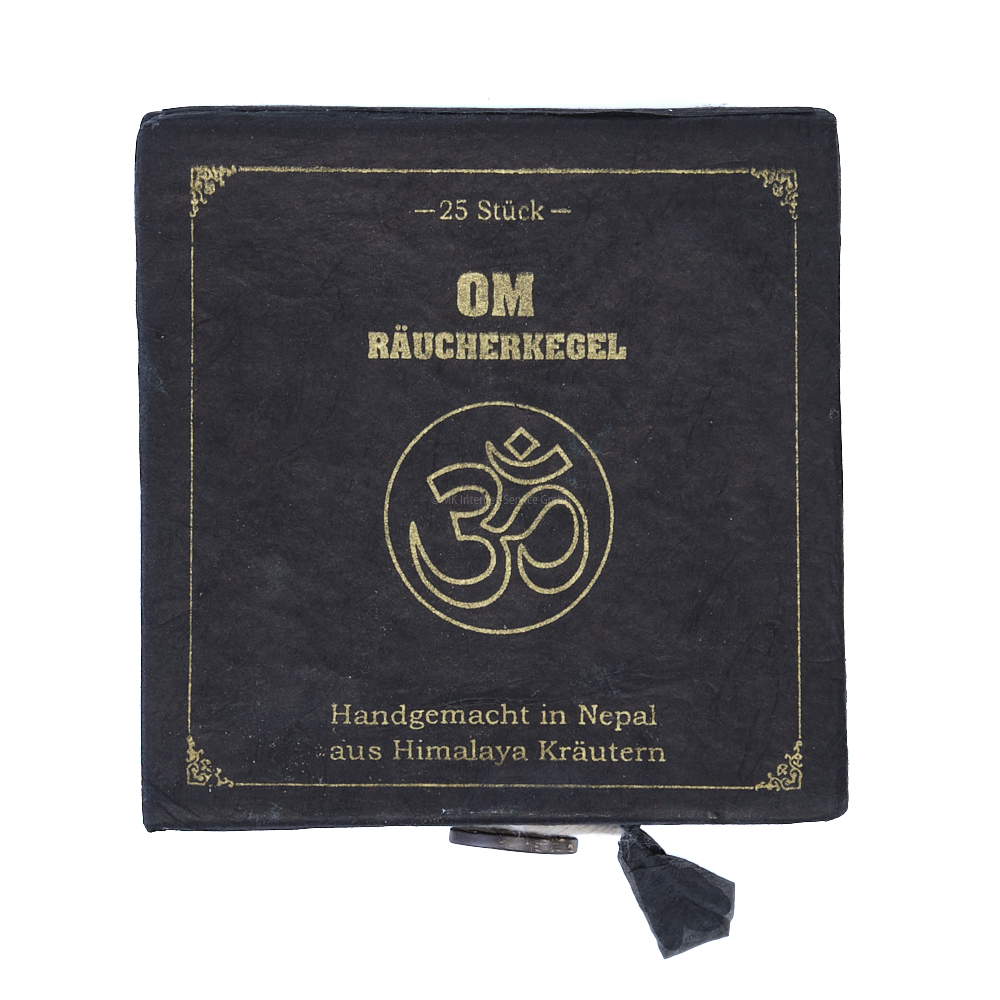 Tibetische Räucherkegel Meditation in schwarzer Box