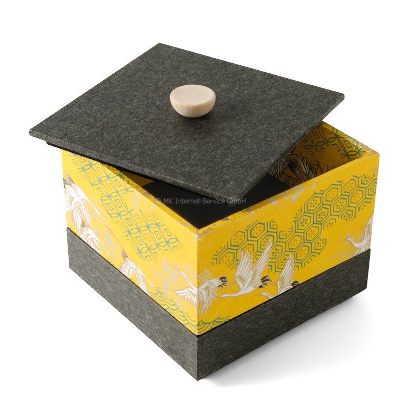 Chiyogami-Box "Kranichflug" - Aufbewahrungsbox, Schmuckbox, Geschenkbox