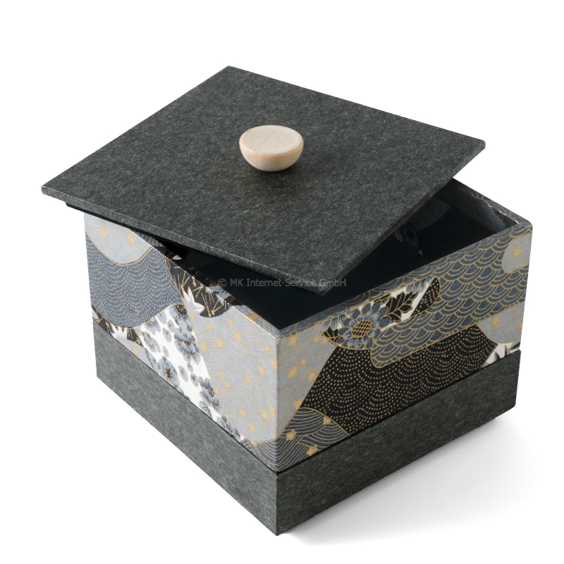 Chiyogami-Box "Hügel im Nebel" (3-teilig) - Aufbewahrungsbox, Schmuckbox, Geschenkbox