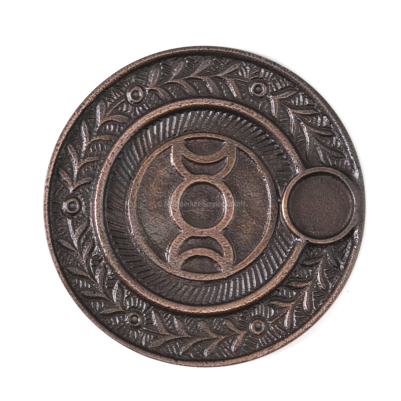 Runder Räucherstäbchenhalter Sonne/Mond aus Aluminium